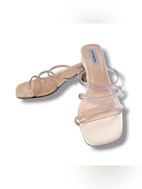 Steve Madden | Nude Clear-Strap Open Square Toe Block Heel Sandals (US 9)